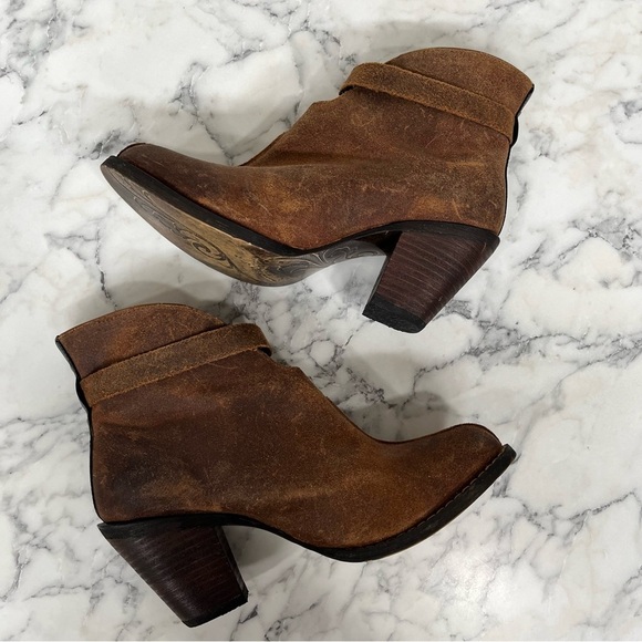 Durango waxed Nubuck suede block heel ankle boots distressed woman’s size 8 - Picture 4 of 10